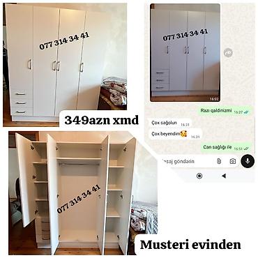 flex tape traka: Ağ rəngli 4 qapılı paltar şkafı. - Material: laminat/membran tipli — 1