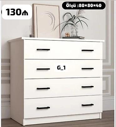 komodlar: Ağ rəngli 4 çekmecəli komod - Ölçü: 80 × 80 × 40 sm - Minimalist — 1