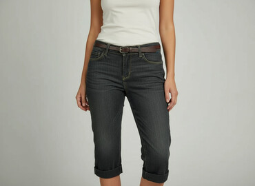 jeansy push up z wysokim stanem: Spodnie 3/4 damskie, rozmiar M