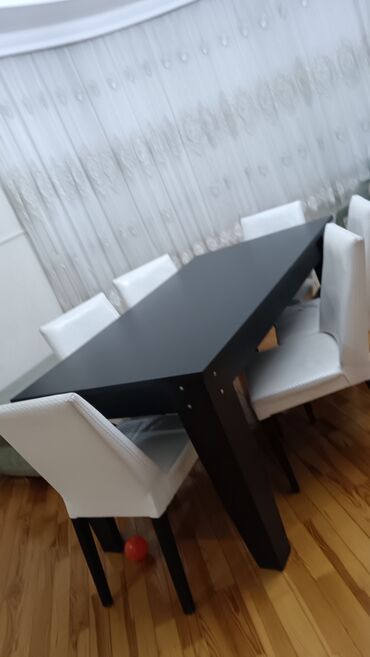 Masa və oturacaq dəstləri: Qonaq otağı üçün, İşlənmiş, Açılmayan, Kvadrat masa, 6 stul