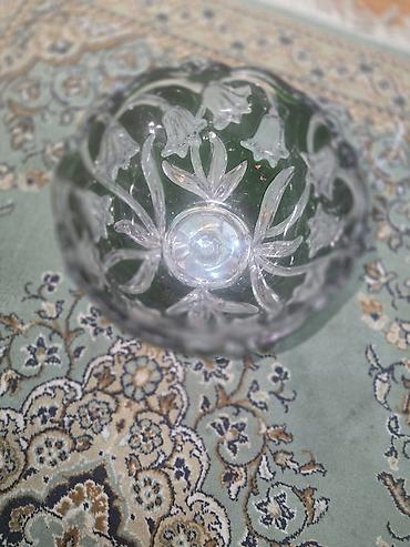 Şüşə ayaqlı dekorativ meyve qabi 2 ededdi - Material: qalın şüşə -