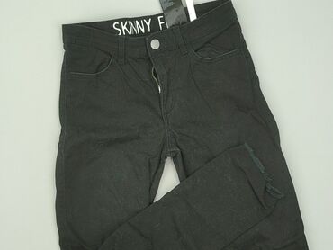 skinny jeans z wysokim stanem: Spodnie jeansowe, H&M, 11 lat, 146, stan - Dobry