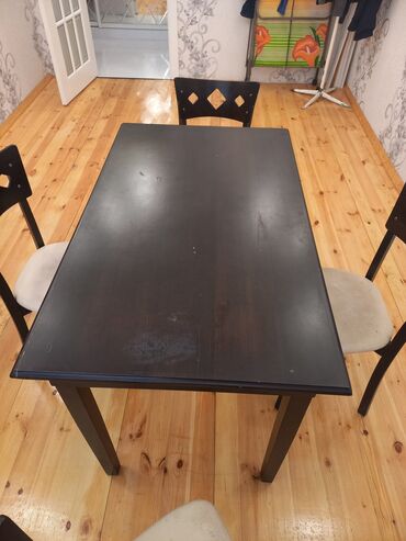 stol stul desti işlənmiş: Qonaq otağı üçün, İşlənmiş, Açılmayan, Dördbucaq masa, 4 stul, Türkiyə