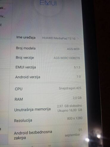 Tableti: Huawei MediaPad T3 10-Tablet radi, brzo otvara, tač radi, baterija je na lalafo.rs — 8 Tableti: Huawei MediaPad T3 10-Tablet radi, brzo otvara, tač radi, baterija je — 8