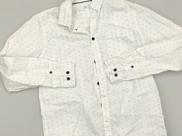 koszula dla chłopca 146: Koszula 13 lat, stan - Bardzo dobry, wzór - Groszki, kolor - Biały