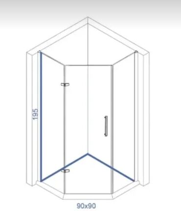 Tuš kabine i paravani: Petougaona tus kabina 90x90 NOVO, debljina stakla 4 mm,ima diht traku — 18