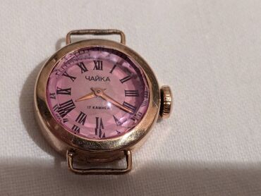 Наручные часы: Золотые механические часы "Чайка", 583пробы, с рубиновым стеклом