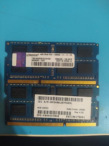 notbuk ekran: Kingston noutbuk operativ yaddaşı – 4GB DDR3 SO-DIMM - Model — 1