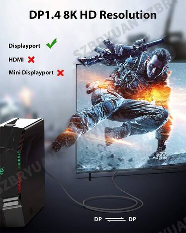 Druga oprema za računare i laptopove: 8K Displayport kabel DP1.4 144Hz 165Hz Video Audio kabel na lalafo.rs — 7 Druga oprema za računare i laptopove: 8K Displayport kabel DP1.4 144Hz 165Hz Video Audio kabel — 7