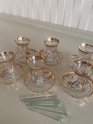 cay: Çay dəsti, rəng - Qızılı, Şüşə, 6 nəfərlik — 4