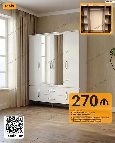 4 qapılı dolab – kod: 10547 - Ölçülər: D 40 × H 200 × E 160 sm - at lalafo.az — 1 4 qapılı dolab – kod: 10547 - Ölçülər: D 40 × H 200 × E 160 sm - — 1