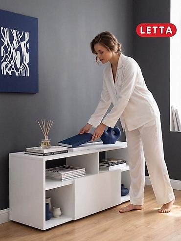 стол для телевизор: Тумба ТВ/консоль LETTA, современный минимализм - Цвет: белый матовый — 3