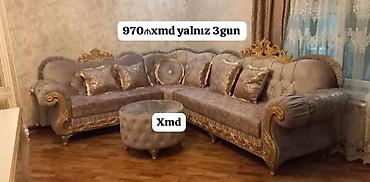 ucuz manej: - Künc yumşaq mebel dəsti: klassik barokko üslubunda, boz-qızılı — 1