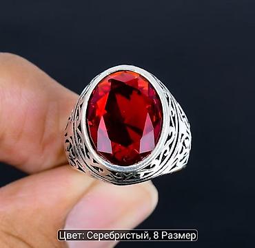 мужской серебро: Массивное мужское кольцо с крупным овальным красным камнем - Дизайн — 5