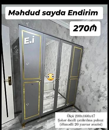 ag masa: Mebel dəsti – şkaf, yemək masası və mətbəx dolabları 1) Geyim şkafı - — 1