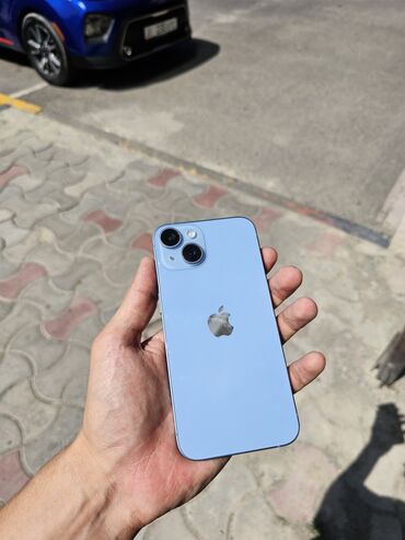чехол прозрачный: IPhone 14, Б/у, 128 ГБ, Голубой, Коробка, 85 %