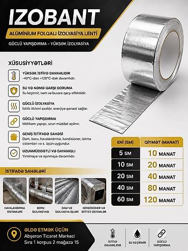 asma tavan hamam: IZOBANT – Alüminium folqalı izolyasiya lenti Güclü yapışdırma – — 1