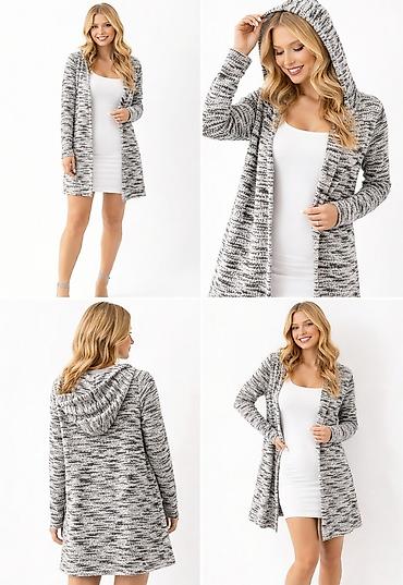 zenski kardigani: Ženska pletena kardigan-jakna sa kapuljačom. PAR PUTA NOŠEN, BUKVALNO — 2