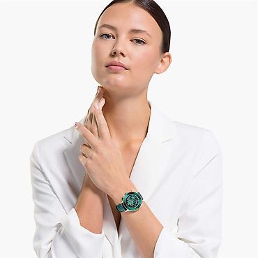 dekor saatler: Swarovski qadın qol saatı – yaşıl rəngli, zərif və parlaq dizayn - — 7