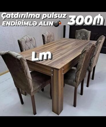Masa və oturacaq dəstləri: Qonaq otağı üçün, Yeni, Açılmayan, Dördbucaq masa, 6 stul -da lalafo.az — 13 Masa və oturacaq dəstləri: Qonaq otağı üçün, Yeni, Açılmayan, Dördbucaq masa, 6 stul — 13