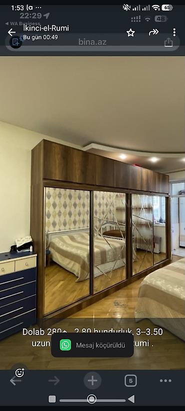 тумба на колесиках: Dolab 280₼ . 2.80 hundurluk, 3--3.50 uzunluq .Unvan Bileceri &Rumi — 1