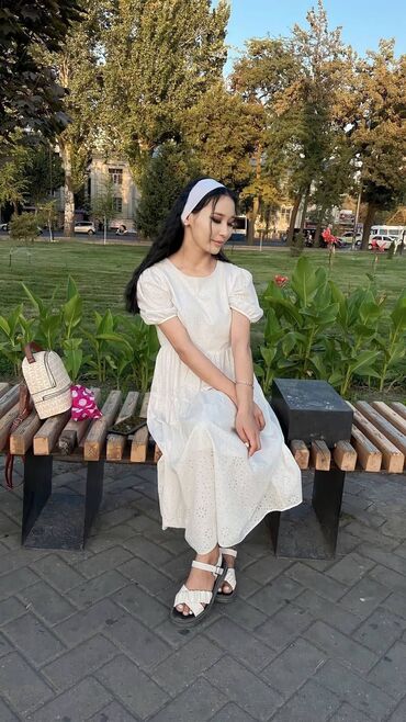 белый платье: Күнүмдүк көйнөк, Жай, XL (EU 42)