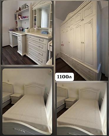 islenmis yataq mebel: *1100₼ gənc YATAQ mebeli :-TƏCİLİ SATILIR*‼️ 2carpayı(bazalı) 1yası — 1