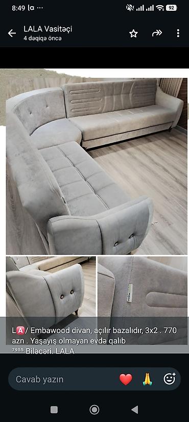L🅰/ Embawood divan, açılır bazalıdır, 3x2 . 770 azn . Yaşayış olmayan