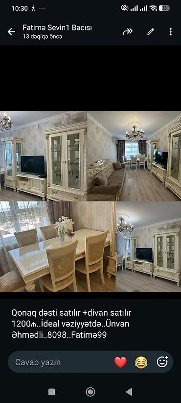 Qonaq dəsti satılır +divan satılır 1200₼. İdeal vəziyyətdə. Ünvan lalafo.az -da Qonaq dəsti satılır +divan satılır 1200₼. İdeal vəziyyətdə. Ünvan