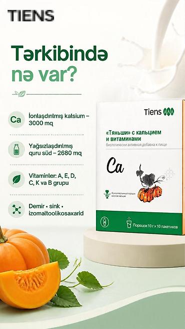 biostat plus tablet: 🌿 Tiens Super Kalsium Tozu — vitaminlərlə zənginləşdirilmiş, toz — 3