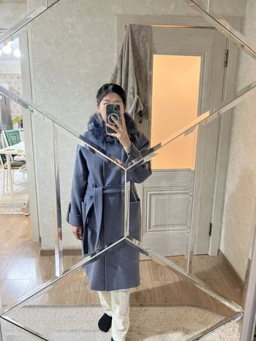 длинное трикотажное платье с капюшоном: Пальто-халат женское с поясом - Цвет: дымчато‑синий/стальной. -