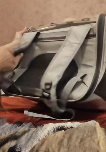 Зоотовары: Ev heyvanları üçün daşıma çantası/backpack tipli daşıyıcı. Açıq boz — 8