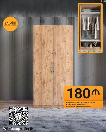 вешалка для верхней: Açılan, 2 qapılı Düz dolab, Qarderob, paltar dolabı