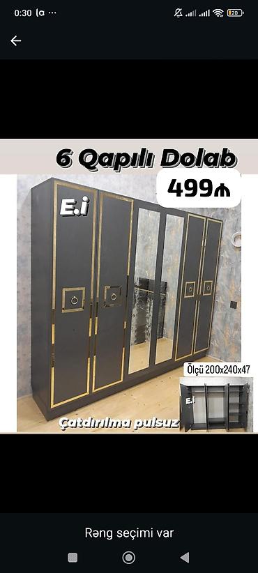 Dolablar: 6 qapılı paltar dolabı - Ölçü: 200 x 240 x 47 sm - Material: ağac — 1