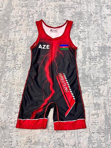 deri plas: Güləş geyimi – “WRESTLING” dizaynlı singlet - Ölçü: 3XL - Material — 1