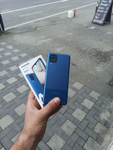 samsung 1210: Samsung Galaxy A12, 128 ГБ, цвет - Синий, Кнопочный, Отпечаток пальца, Две SIM карты