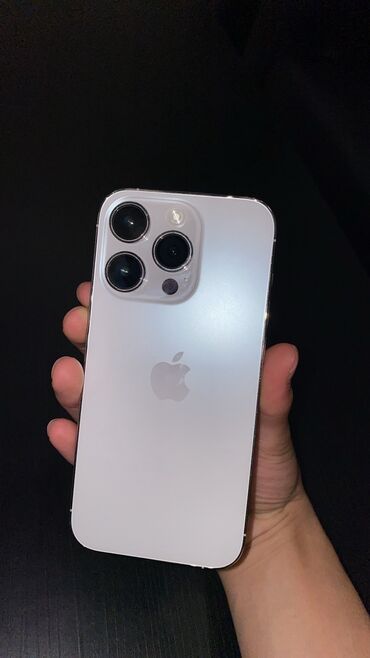 телефоны реалми: IPhone 14 Pro, 128 ГБ, White Titanium, Коргоочу айнек, Каптама, Кабель, 91 %