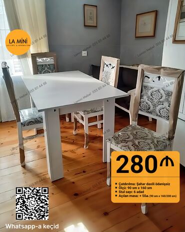 Masa və oturacaq dəstləri: Yeni, 4 stul