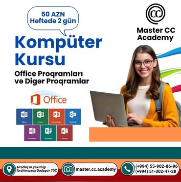 Kompüter kursları: Kompüter kursu, Microsoft Windows, Microsoft Office, Onlayn, Fərdi, Əyani