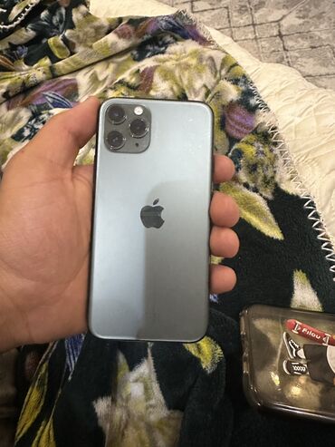 номер симка: IPhone 11 Pro, Б/у, 64 ГБ, Зеленый, Чехол, 100 %