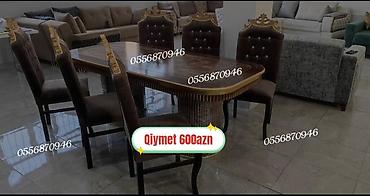 ders masa: Qonaq otağı üçün, Yeni, Açılmayan, Kvadrat masa, 6 stul — 8
