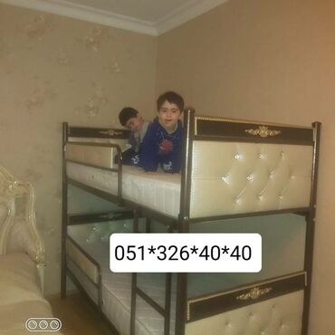 İkimərtəbəli uşaq çarpayıları: Oğlan və qız üçün, Yeni, Çarpayı, Matras ilə, Siyirməsiz — 8