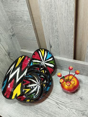 dish sets: Набор керамической посуды с ручной росписью в этническом стиле — 2