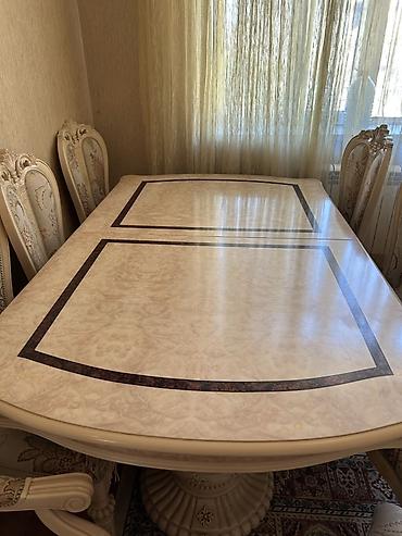 divan ve kreslolar: Qonaq otağı üçün, İşlənmiş, Açılan, Kvadrat masa, 8 stul — 4
