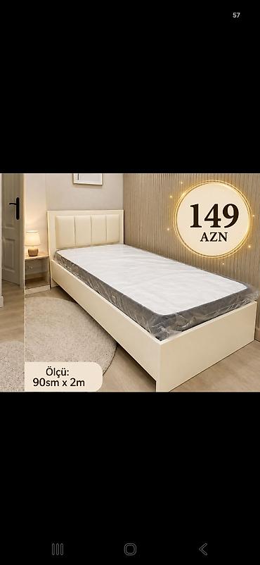 matras olculəri: Tək nəfərlik çarpayı dəsti, sadə və zövqlü dizaynı ilə yataq otağı — 1