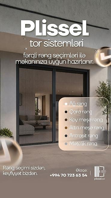 qapi pencere setkalari: Məhsul: Pəncərə və nəfəsliklər üçün sürgülü tor sistemləri – Plissel — 2