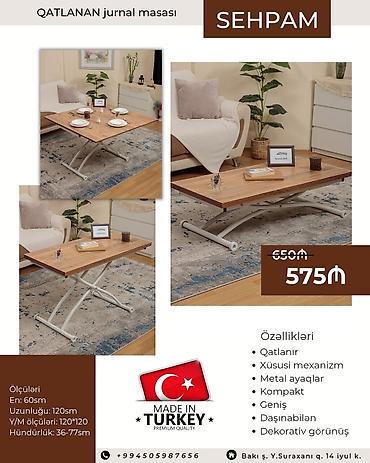 Masalar: Qonaq masası, Yeni, Transformer, Laminat, Dördbucaq masa — 7