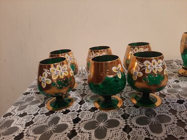 Растения: Бокалы, цвет - Золотой, Стекло, Набор из 6 шт.
