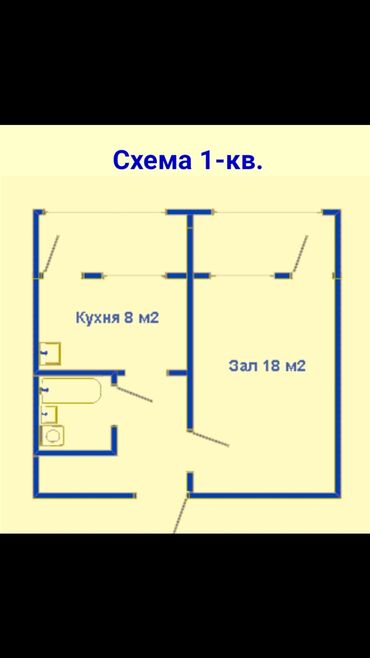 однокомнатная квартира аламедин 1: 1 комната, 36 м², 105 серия, 8 этаж, Старый ремонт