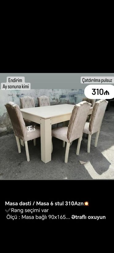 Masa və oturacaq dəstləri: Qonaq otağı üçün, Yeni, Açılmayan, Dördbucaq masa, 6 stul -da lalafo.az — 8 Masa və oturacaq dəstləri: Qonaq otağı üçün, Yeni, Açılmayan, Dördbucaq masa, 6 stul — 8